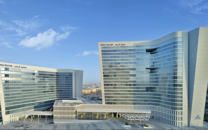 Stainless steel and glass handrails at Hilton hotel, Riyadh