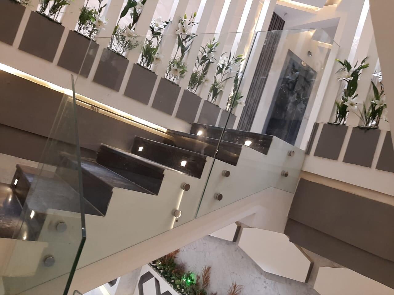 Stainless steel and glass stair railing